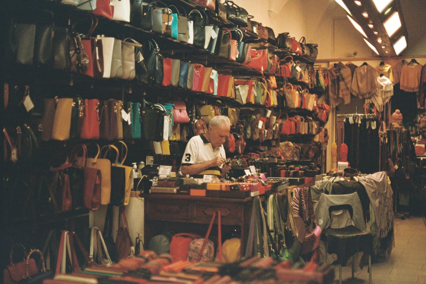 A shop full of leather bags