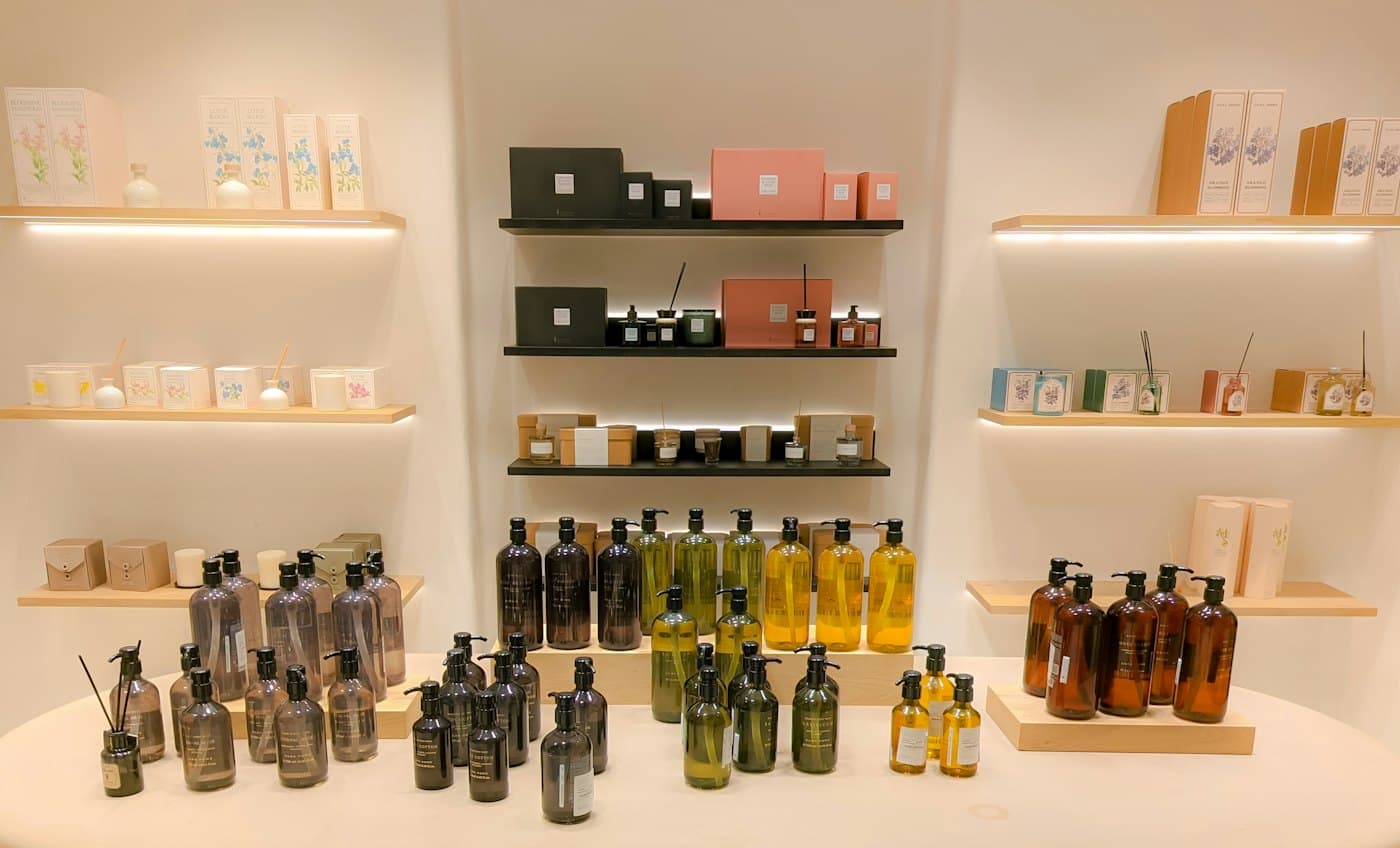 Bottles of cosmetics on a table
