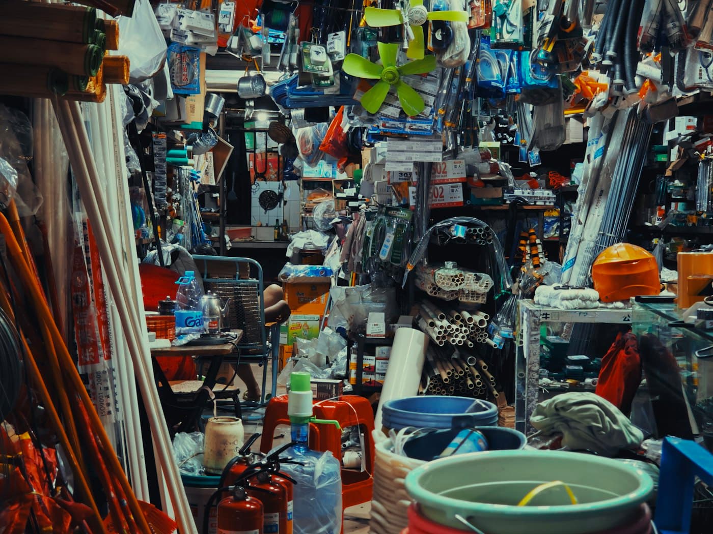 A crowded electronics and parts stall
