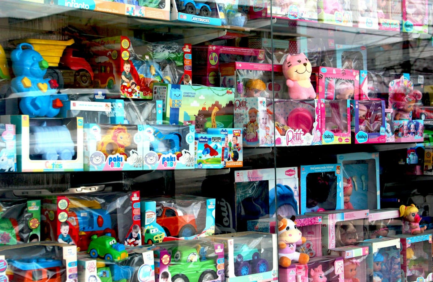 Toys on display in a shop