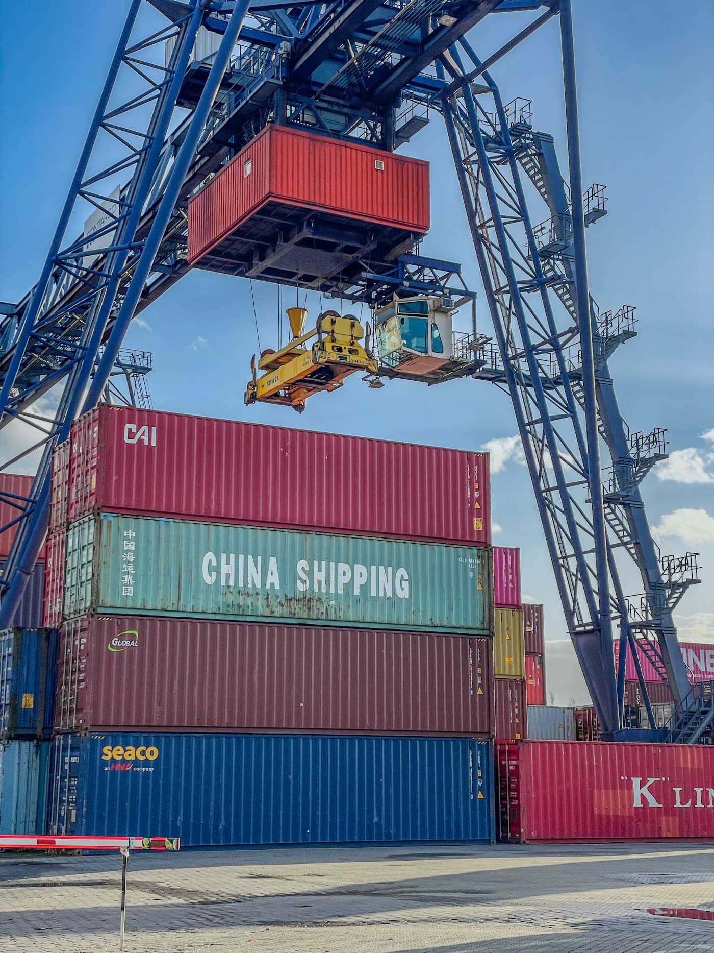A crane lifting a container